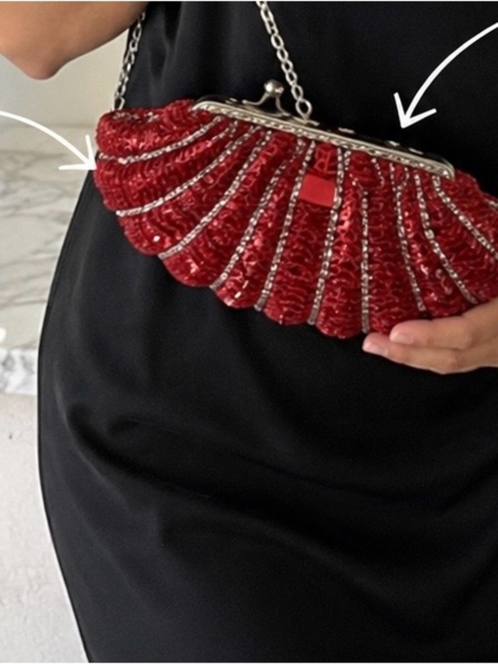 Red Evening Clutch ✨ Silver Chain Strap | Statement Bag NKI Borse & Assesscri
